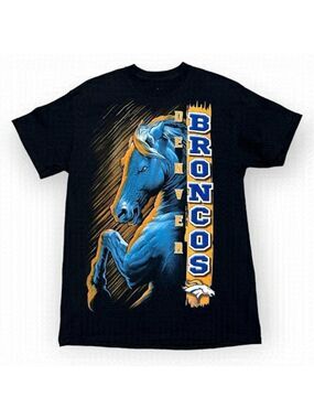 Denver Broncos Retro NFL Football Horse Logo Tee Shirt - Mens Medium